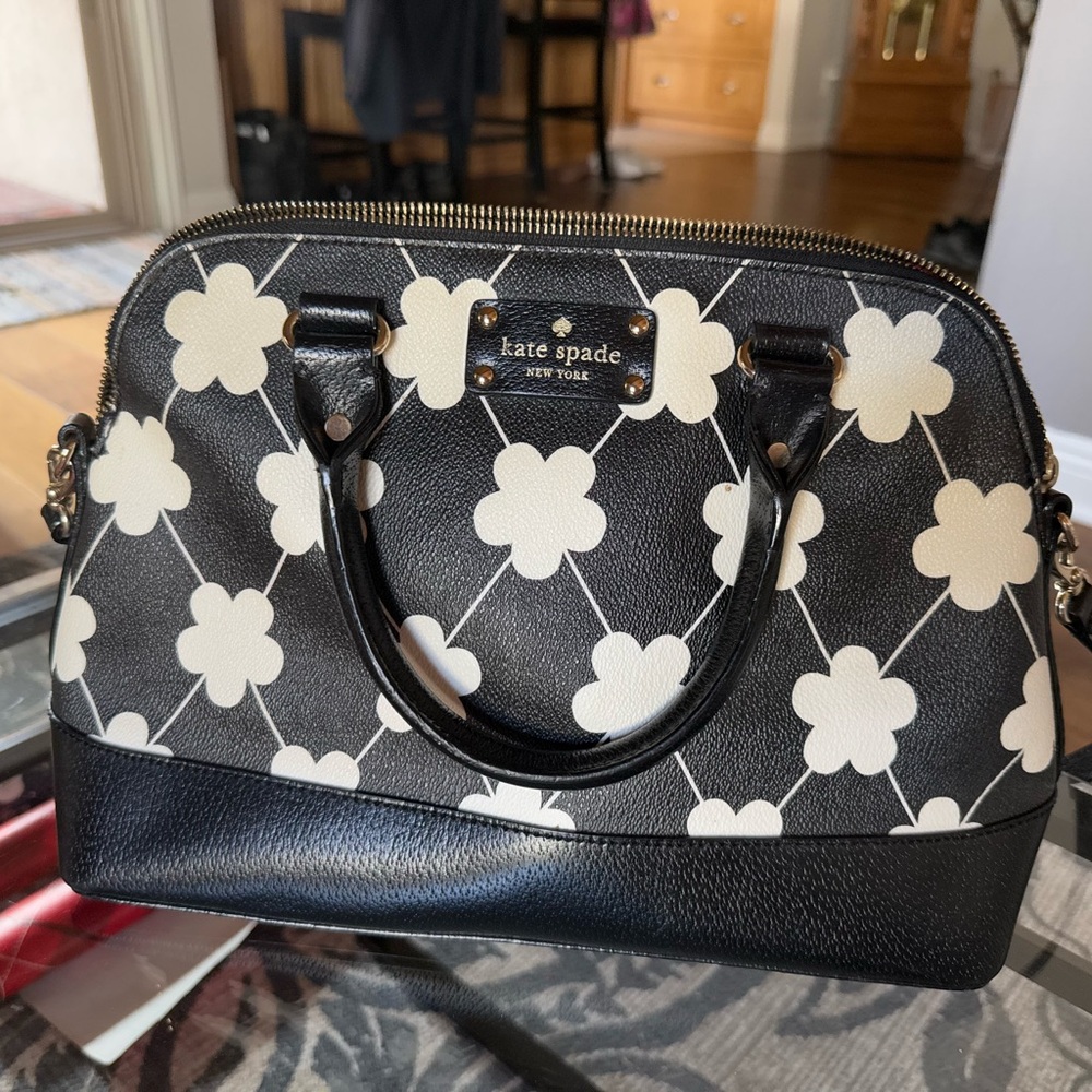 Kate Spade Black and White Floral Handbag